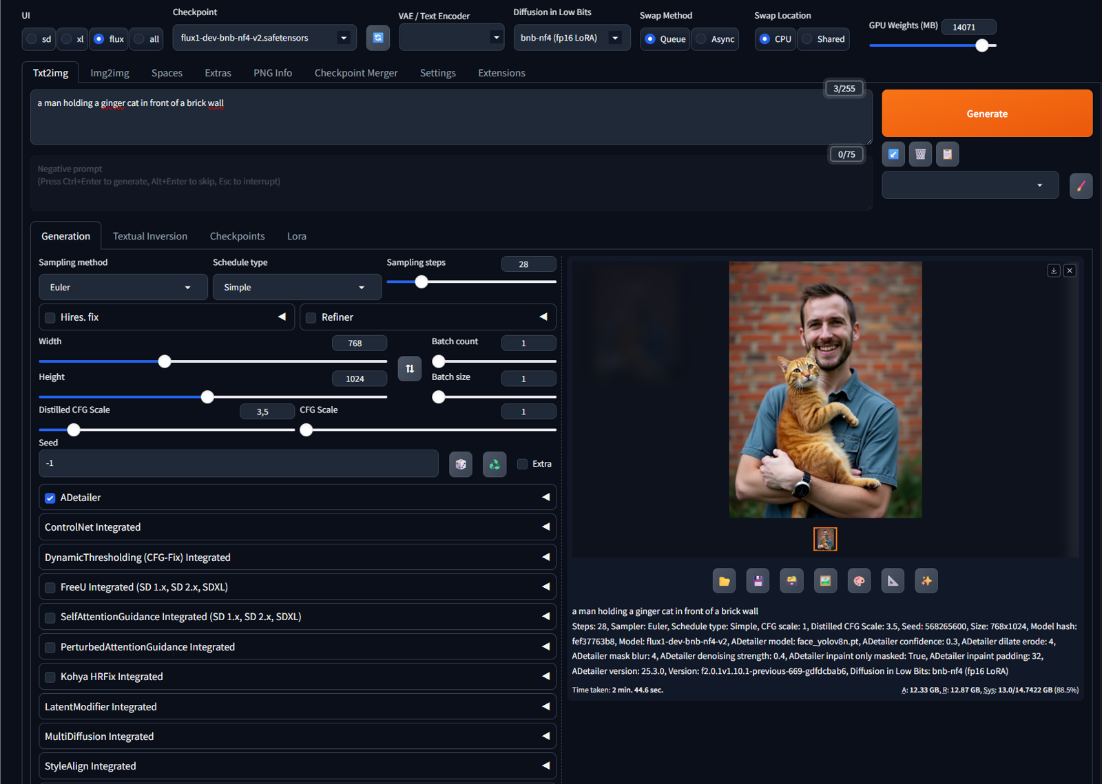 Updated ! Free Google Colab (T4) ForgeWebUI for Flux1.D + Adetailer + Python always ok